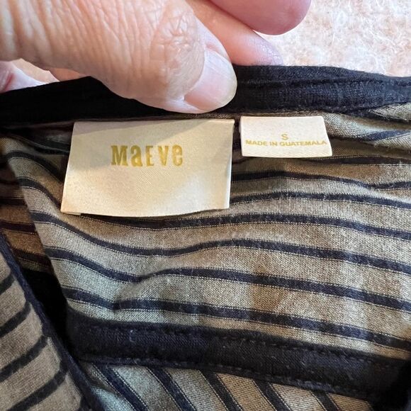 Maeve olive and black stripe wrap style knit top - Picture 6 of 10